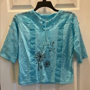 Aqua Lace Accent Women's Blouse